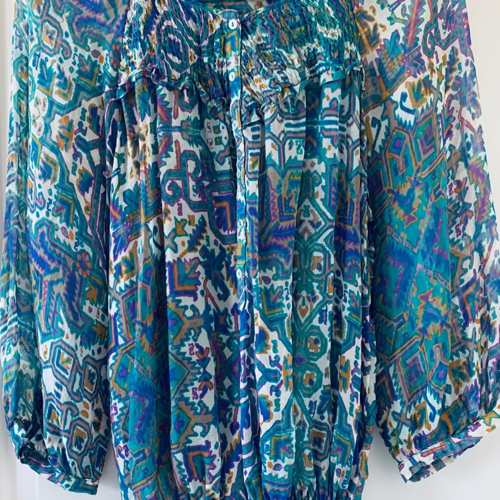 Pleated Print Blouse
